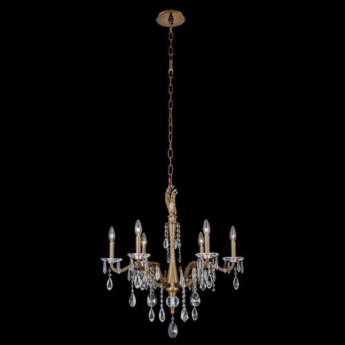 Historic Brass Six Light Chandelier from the Venere Collection