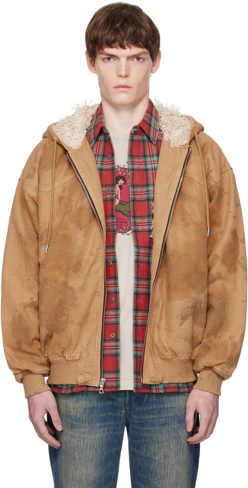 Tan Dirty Mike Woven Canvas Lined Jacket