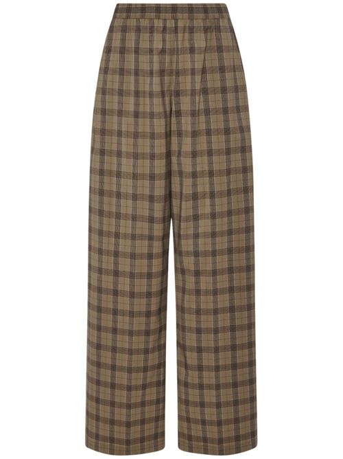 Plaid-pattern wide-leg trousers - Neutrals