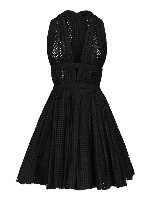 Perforated Poplin Mini Dress