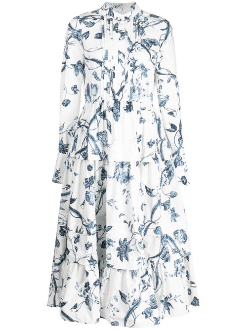 Floral-print cotton dress - White