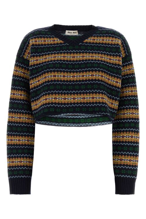 Embroidered Wool Sweater — Navy