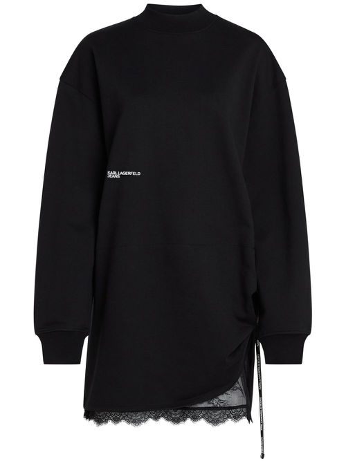 Lace-panel dress - Black