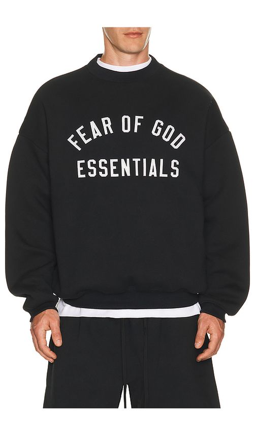 Fear of God ESSENTIALS 90'S Crewneck Sweatshirt in Black. S. Also in XS, M, L, XL/1X, XXL/2X