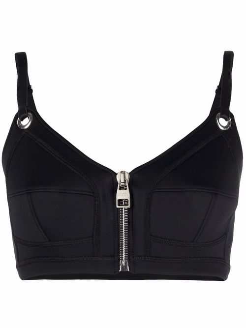 Zipped crop top - Black