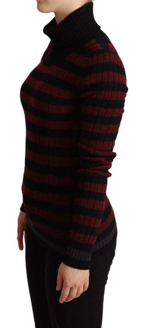 Wool-Cashmere Striped Sweater — Black