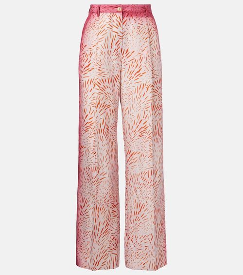 Printed silk wide-leg pants