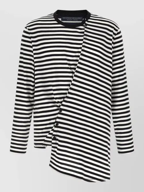Yohji Yamamoto - asymmetrical striped sweater round neck button