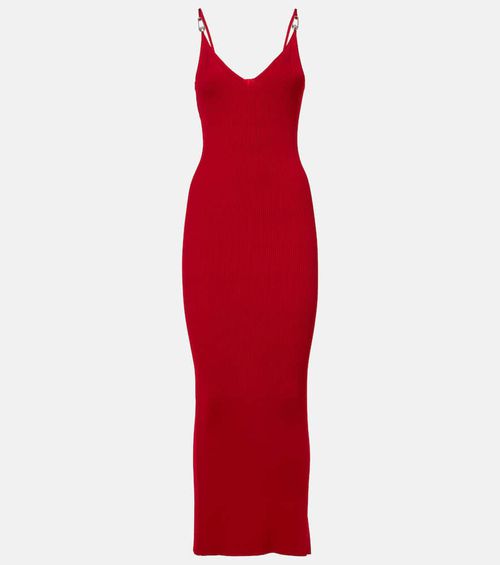 Ribbed-knit slip dress