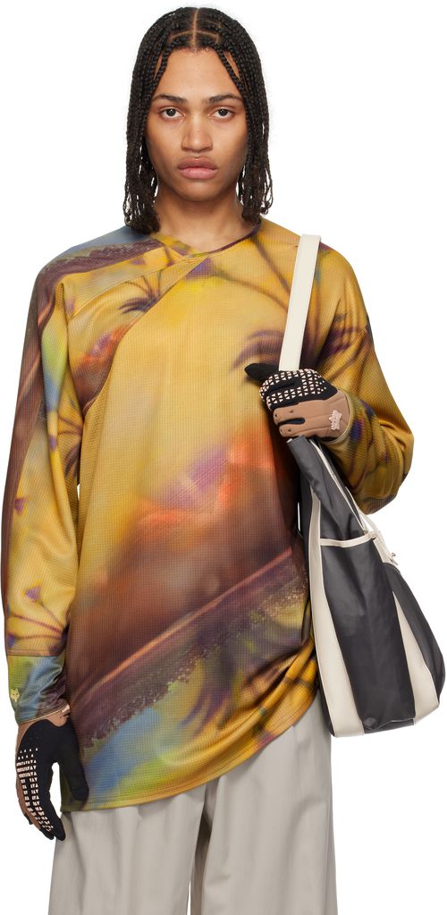 Kiko Kostadinov Yellow & Brown Fox Racing Edition Printed Tunic T-shirt