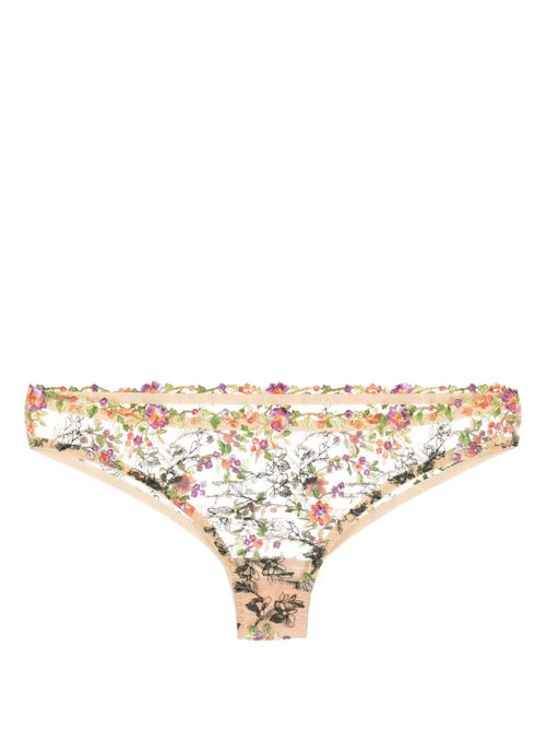 Fiori lace briefs - Brown