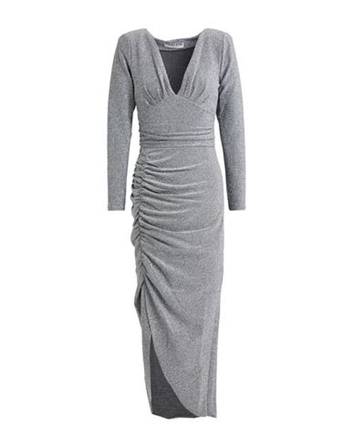 Woman Midi dress Silver Size 4 Polyester, Viscose, Polyamide, Metallic Polyester, Elastane