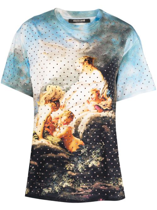 Graphic-print cotton T-shirt - Blue