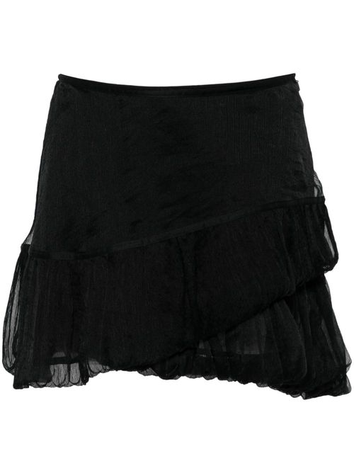 Lozen silk tiered miniskirt - Black