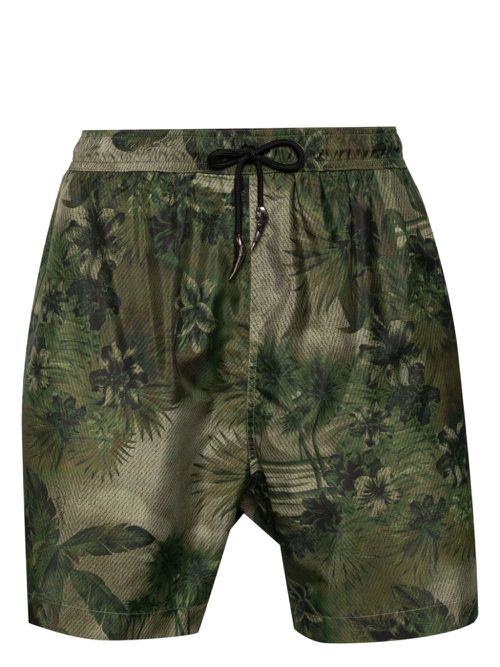 Tiger Tooth-detailed camouflage-print swim shorts - Green