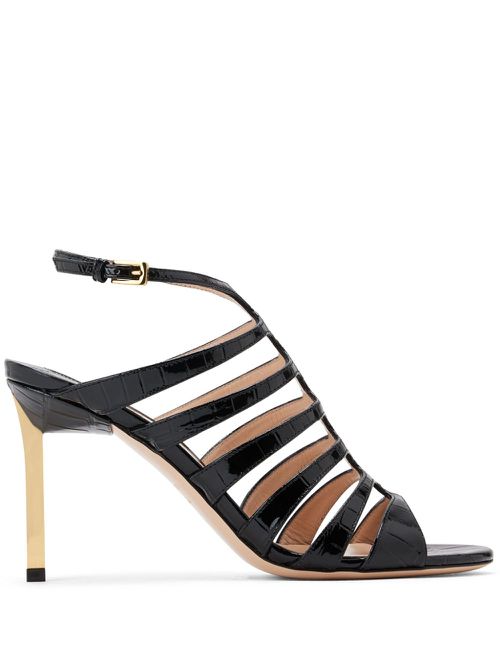 85mm crocodile-embossed leather sandals - Black
