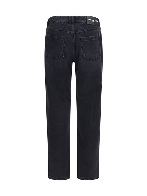 Straight-Leg Washed Cotton Jeans — Black
