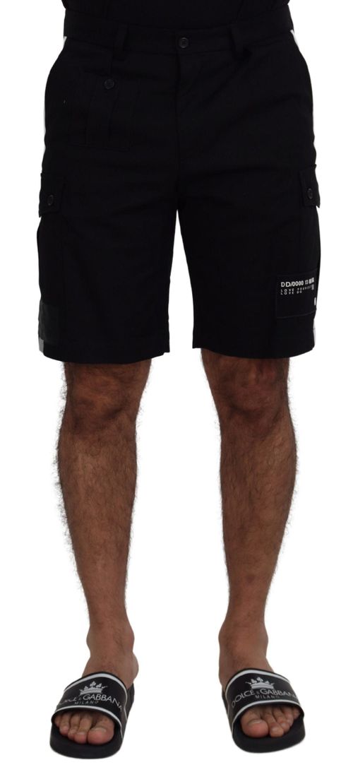 Cargo-Pocket Bermuda Shorts — Black