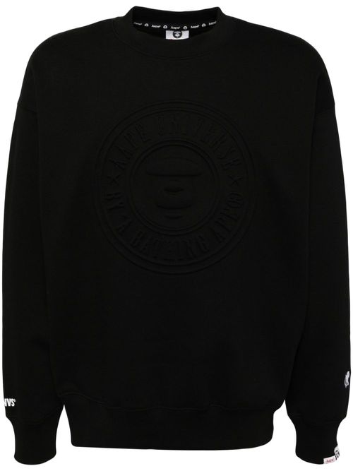 Embossed logo-print sweatshirt - Black