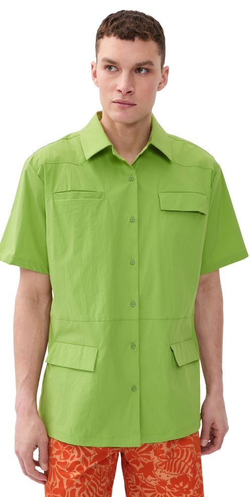 Bradley Nylon Camp Shirt Army Green
