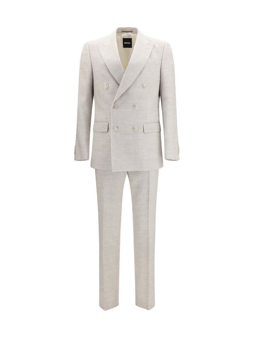 Linen and Mohair Double-Breasted Pant Suit — Gray
