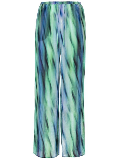 Abstract-print lightweight straight trousers - Green