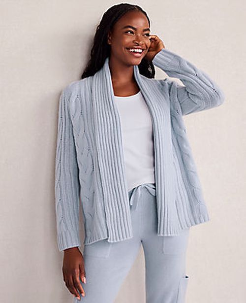 Ann Taylor Haven Well Within Cashmere Cable Open Front Cardigan