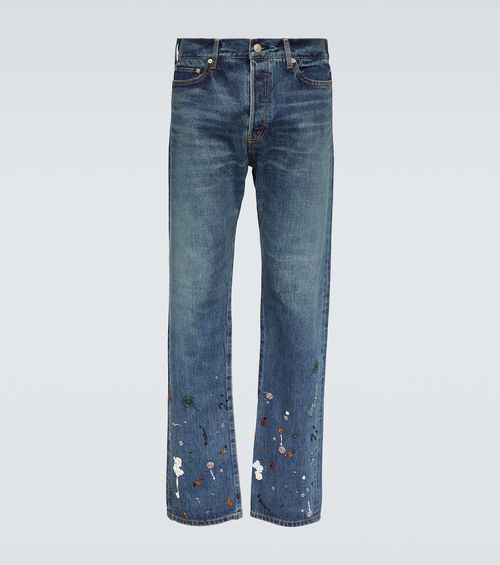 Beaded straight jeans