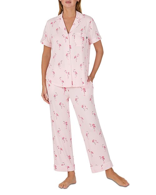 Printed Short Sleeve Long Pajama Set