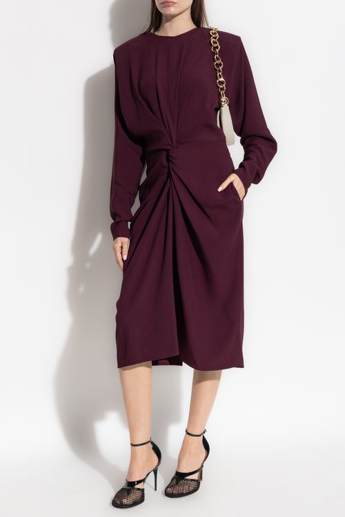 Dress With Draping At The Waist, Women's, Burgundy
