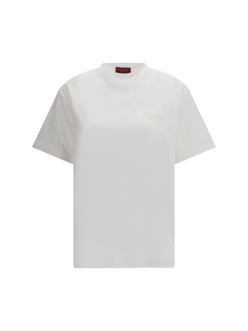 Embroidered Horsebit Cotton Jersey T-Shirt — White