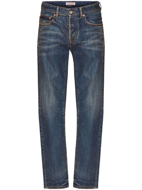 V-detail straight-leg jeans - Blue