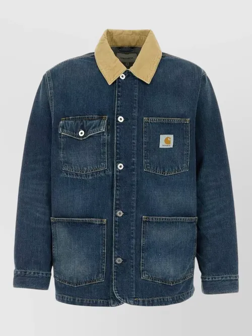 Carhartt Wip - denim warren chore jacket contrast collar