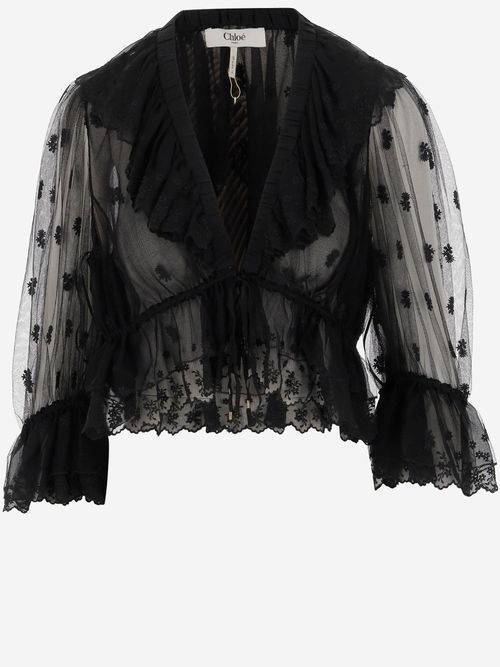 Transparent V-neck Top