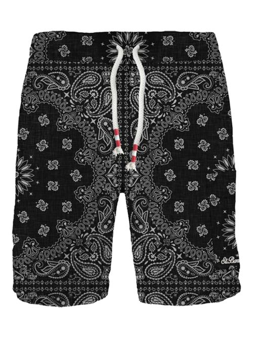 Paisley-print drawstring shorts - Black