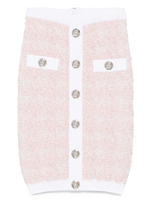 Tweed Pencil Skirt — rose pink