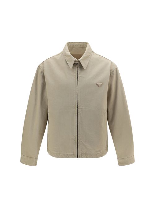 Garment-Dyed Cotton Jacket — Beige