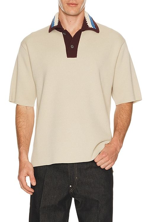 Junya Watanabe Crochet Collar Shirt in Beige - Cream. XL/1X also in