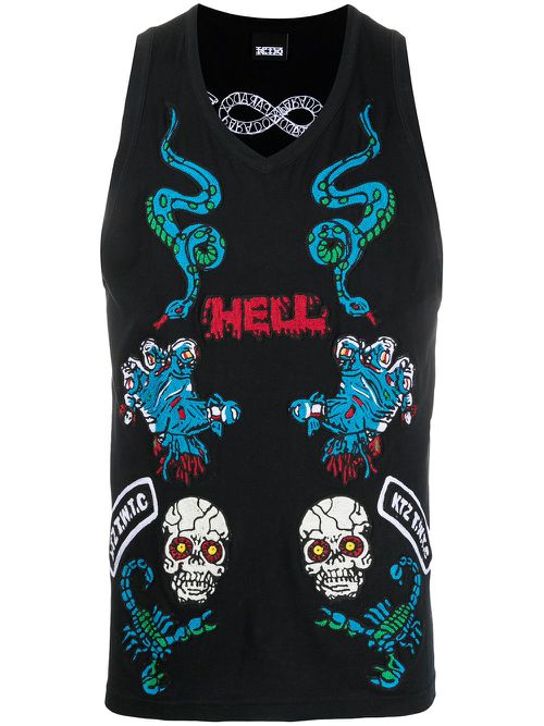 Patches vest top - Black