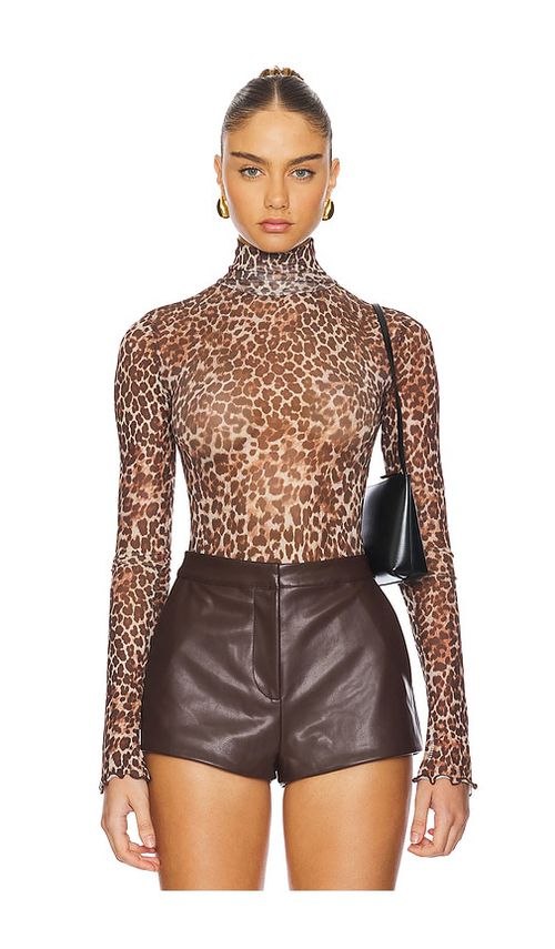 NBD Mira Sheer Bodysuit in Brown. -  XL also in L, M, S