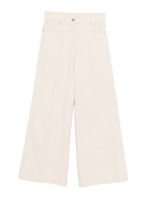 Wide-Leg Trousers In Ivory Cotton