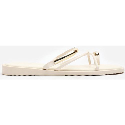 Where's That From Women's Zelina Strappy Metal Toe Loop Slide On Sandal in Crea