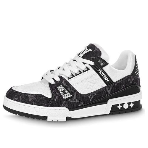 (WMNS) LV Trainer Sneaker 'Black Mesh Monogram with White '