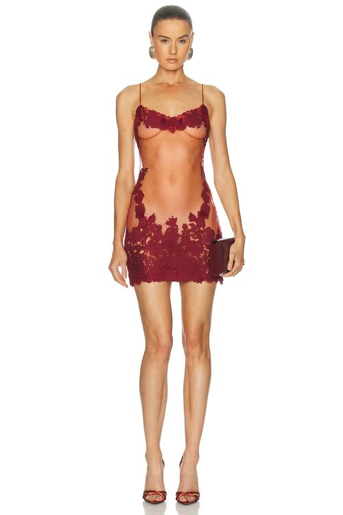 Mirror Palais Anemone Mini Dress in Sangre - Red. S also in XS