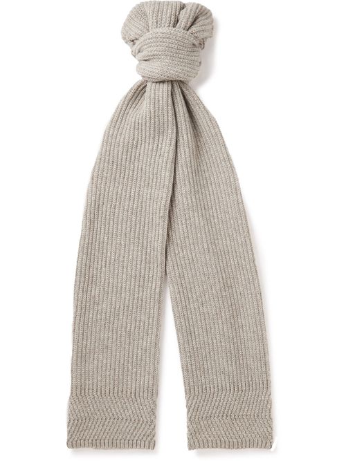 Ribbed Cashmere Scarf - Men - Gray