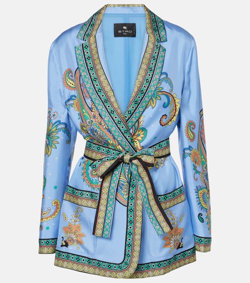 Paisley silk twill wrap blazer