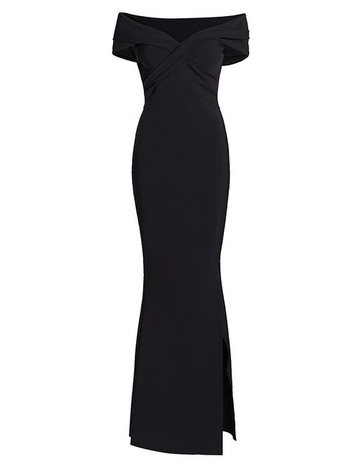 Women's Stretch Jersey Fishtail Gown - Black