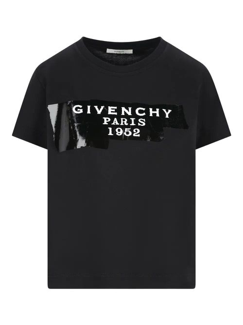 Cotton T-Shirt With Tape Print