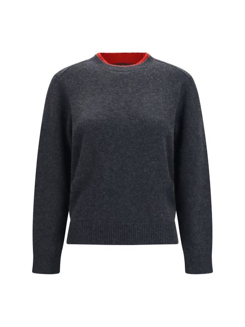 Cashmere Two-Tone Collar Sweater — Gray