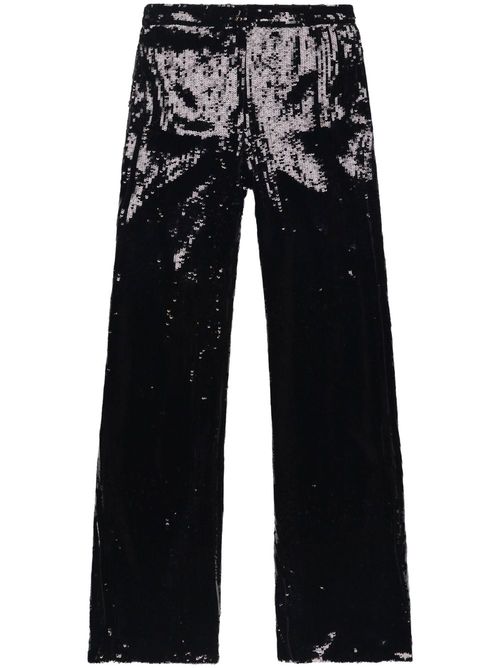 Sequin-embellished flared trousers - Black